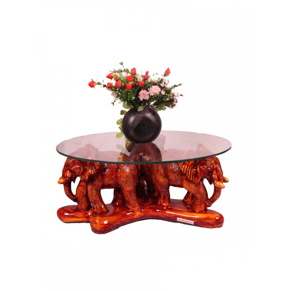 Buy Online Wooden Shade Elephant Center Table without glass l